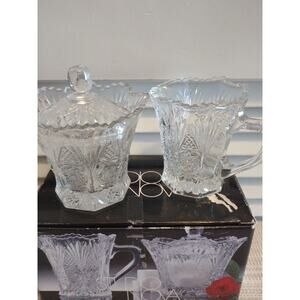 Studio Nova Country Flair glass sugar bowl with lid and creamer set pair